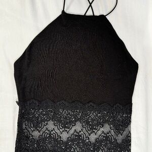 Delacy Clothing Halter Lace Midi Dress